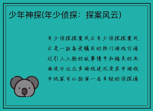 少年神探(年少侦探：探案风云)